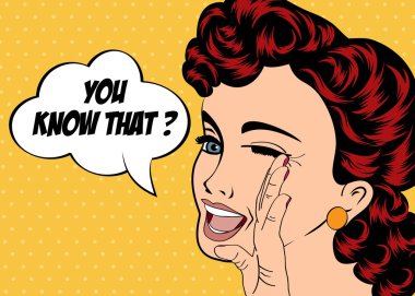 Pop sanat sevimli retro kadın çizgi roman tarzı