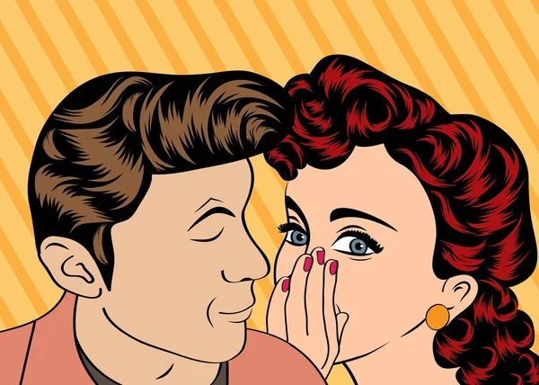 Homme et femme amour couple dans pop art bande dessinée style — Image vectorielle