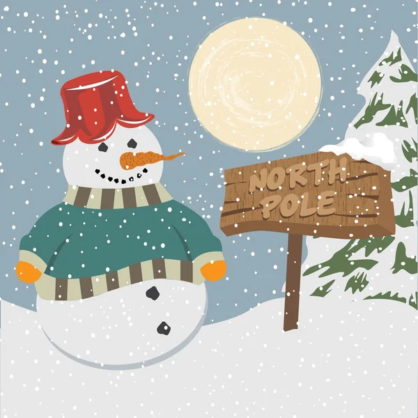 Vintage christmas poster with snowman — Stock Vector