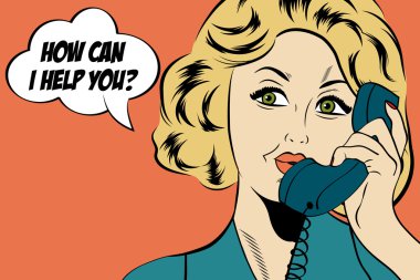 Pop sanat sevimli retro kadın çizgi roman tarzı ile haber