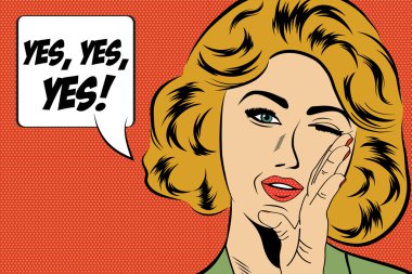 Pop sanat sevimli retro kadın çizgi roman tarzı ile haber