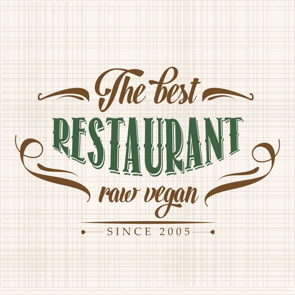 Cartel del restaurante vegano crudo retro — Vector de stock