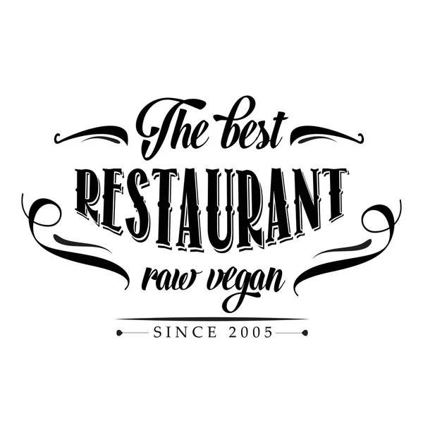 Cartel del restaurante vegano crudo retro — Vector de stock