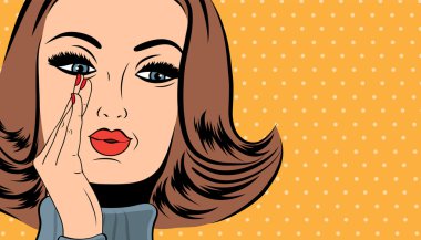 Pop sanat sevimli retro kadın çizgi roman tarzı ile haber