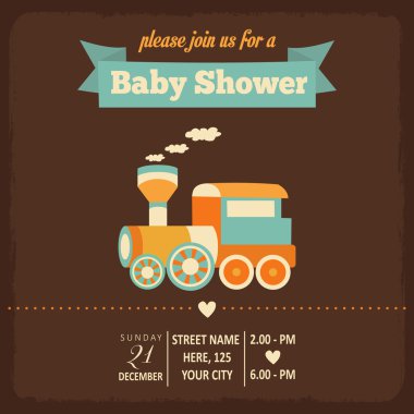 Bebek Hediyeleri Partisi Davetiyesi retro tarzı