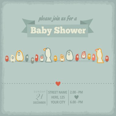 Bebek Hediyeleri Partisi Davetiyesi retro tarzı