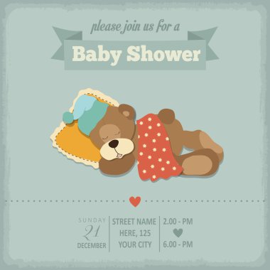 Bebek Hediyeleri Partisi Davetiyesi retro tarzı