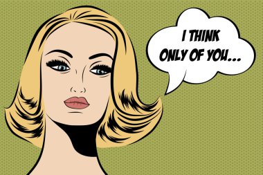 Pop sanat sevimli retro kadın çizgi roman tarzı ile haber