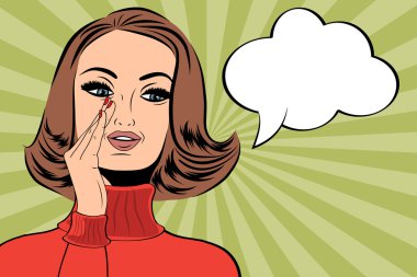 Pop sanat sevimli retro kadın çizgi roman tarzı ile haber