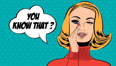 Pop sanat sevimli retro kadın çizgi roman tarzı ile haber