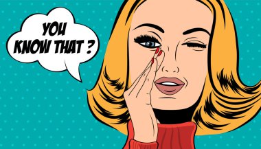 Pop sanat sevimli retro kadın çizgi roman tarzı ile haber