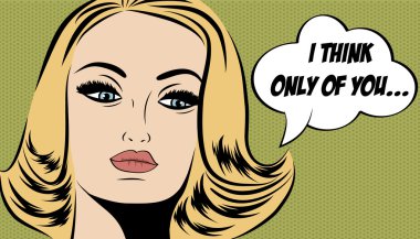 Pop sanat sevimli retro kadın çizgi roman tarzı ile haber