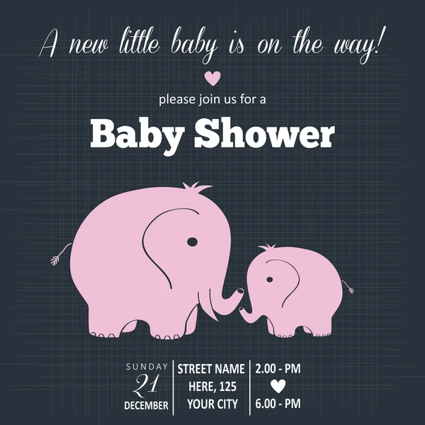 Baby flicka inbjudan för baby shower — Stock vektor