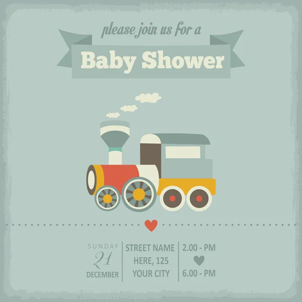 Baby shower inbjudan i retrostil — Stock vektor