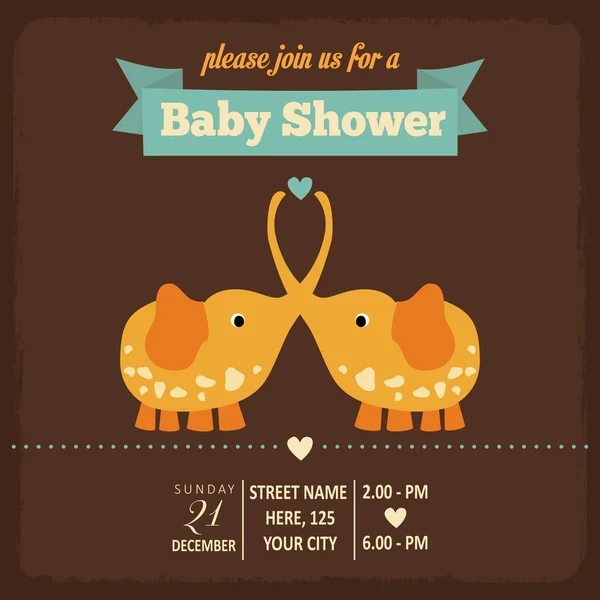 Baby shower inbjudan i retrostil — Stock vektor