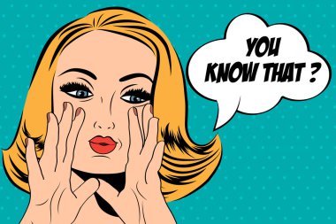 Pop sanat sevimli retro kadın çizgi roman tarzı ile haber