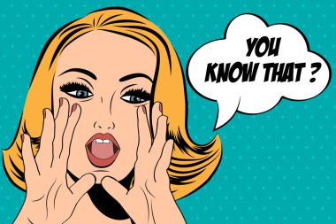 Pop sanat sevimli retro kadın çizgi roman tarzı ile haber