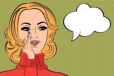 Pop sanat sevimli retro kadın çizgi roman tarzı ile haber