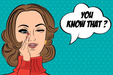 Pop sanat sevimli retro kadın çizgi roman tarzı ile haber