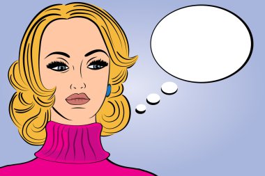 Pop sanat sevimli retro kadın çizgi roman tarzı ile haber