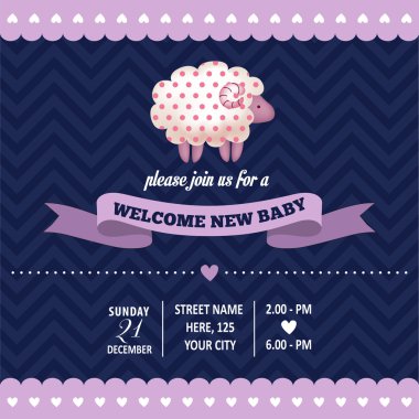 Bebek Hediyeleri Partisi Davetiyesi koyun retro tarzı ile