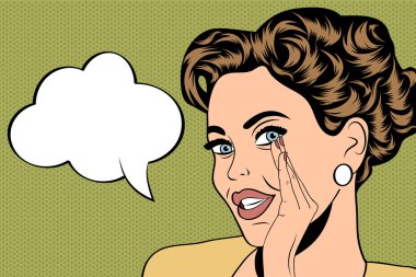 Pop sanat sevimli retro kadın çizgi roman tarzı ile haber