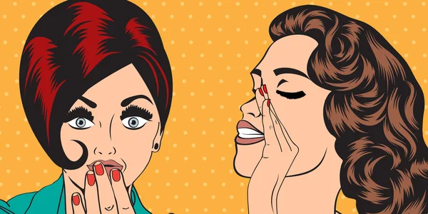 Pop art retro women in comics style that gossip — Stock Vector