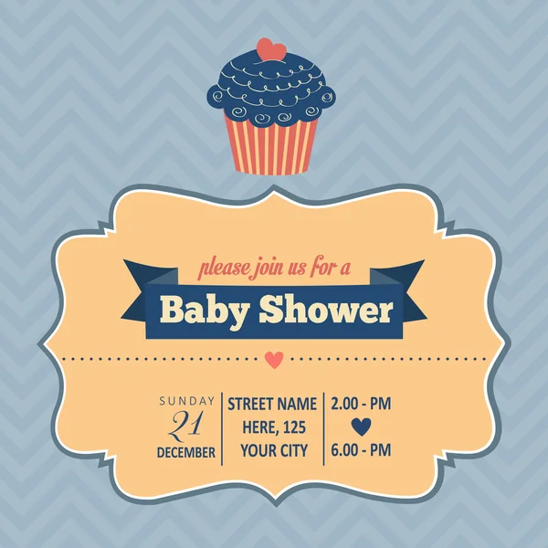 Baby shower inbjudan i retrostil — Stock vektor