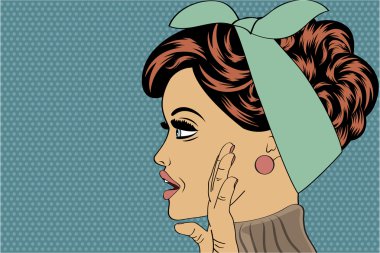 Pop sanat sevimli retro kadın çizgi roman tarzı 