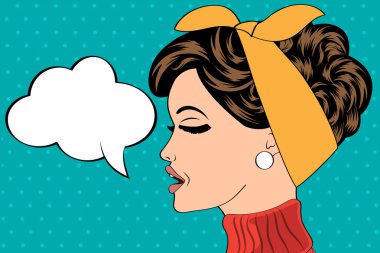 Pop sanat sevimli retro kadın çizgi roman tarzı ile haber