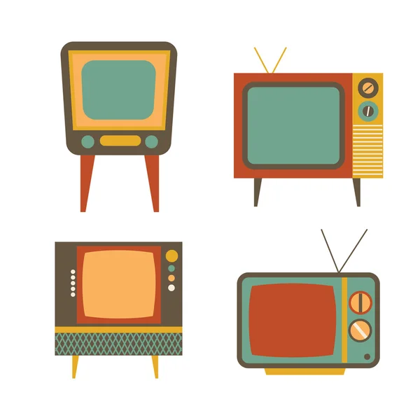 Retro tv itens definidos no fundo branco — Vetor de Stock