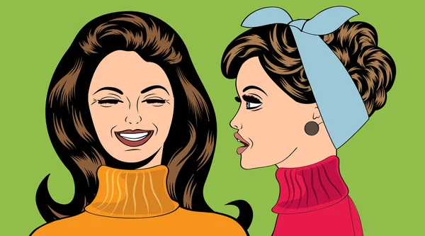 Pop sanat retro kadınlar komik dedikoduya stil — Stok Vektör