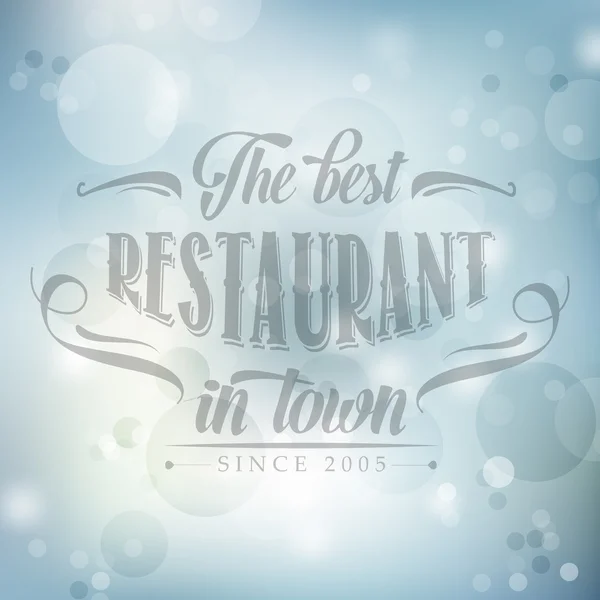 Cartel del restaurante retro sobre fondo azul borroso — Vector de stock