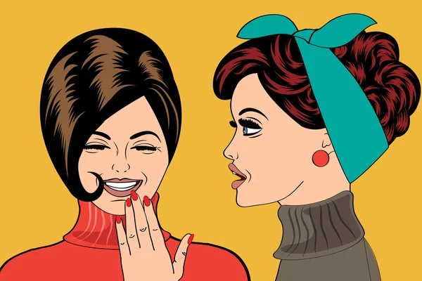 Pop art retro women in comics style that gossip — Stock Vector