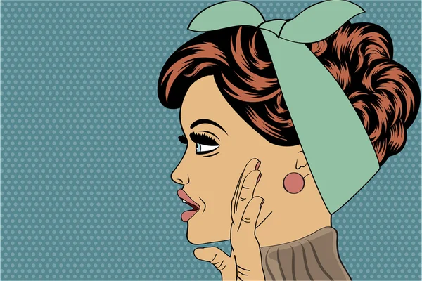 Pop art femme rétro mignonne dans le style de bande dessinée — Image vectorielle