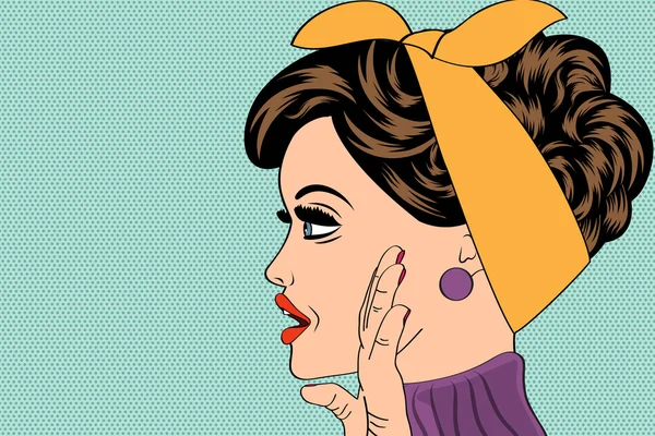 Pop art simpatica donna retrò in stile fumetti — Vettoriale Stock