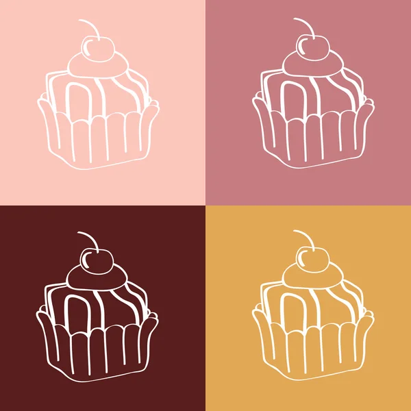 Cupcakes padrão linear sem costura — Vetor de Stock