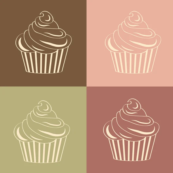 Cupcakes Seamless linear pattern — Stock Vector