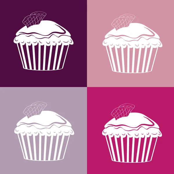 Cupcakes padrão linear sem costura — Vetor de Stock