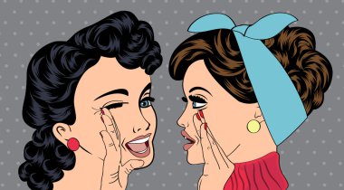 Pop sanat retro kadınlar komik dedikoduya stil
