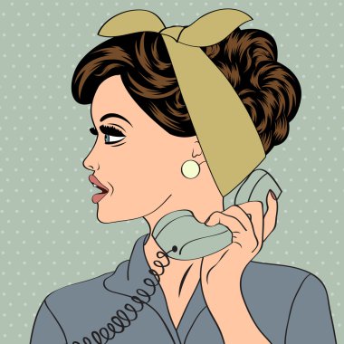 Pop sanat sevimli retro kadın çizgi roman tarzı ile haber