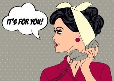 Pop sanat sevimli retro kadın çizgi roman tarzı ile haber