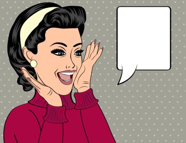 Pop sanat sevimli retro kadın çizgi roman tarzı ile haber