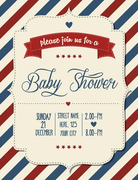 Baby shower zaproszenia w stylu retro — Wektor stockowy