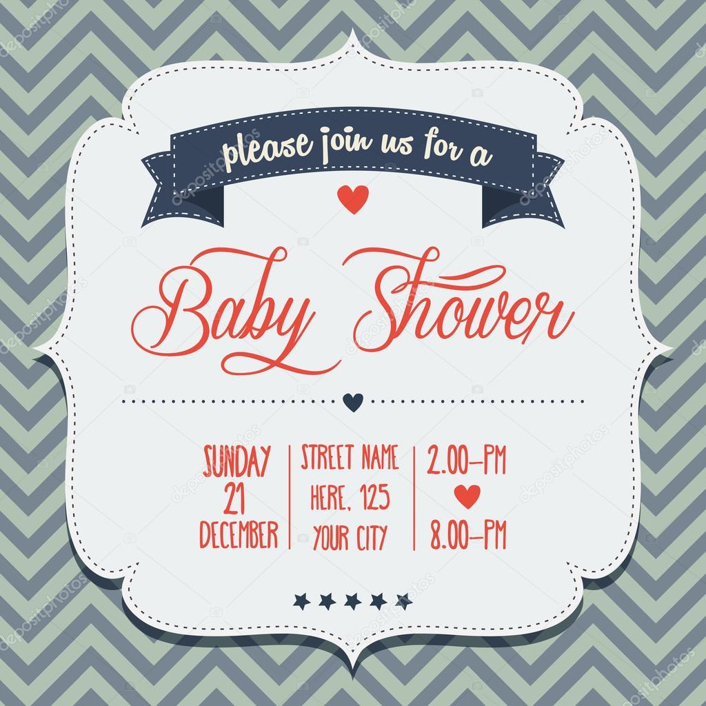 baby shower invitation in retro style