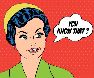 Pop sanat sevimli retro kadın çizgi roman tarzı ile haber