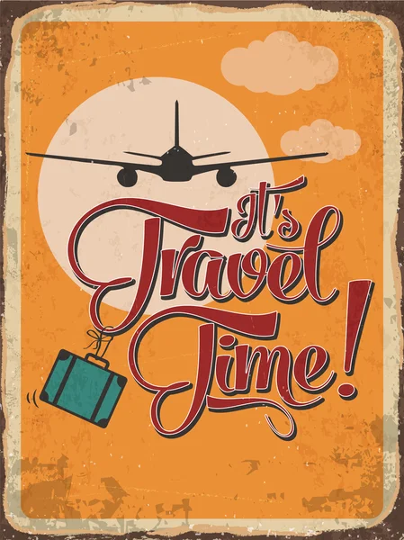 Signo de metal retro "es tiempo de viaje " — Vector de stock