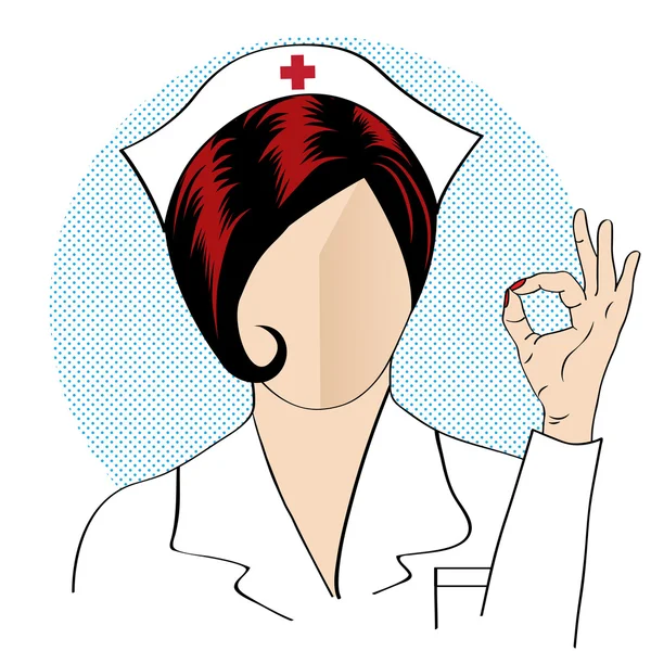 Schöne freundliche und selbstbewusste Krankenschwester — Stockvektor