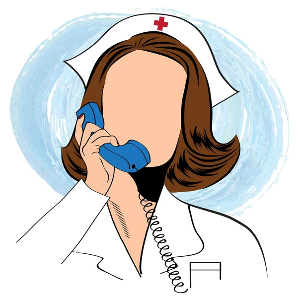 Schöne freundliche und selbstbewusste Krankenschwester telefoniert — Stockvektor
