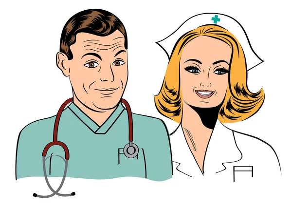 Doctor and nurse — Stock Vector
